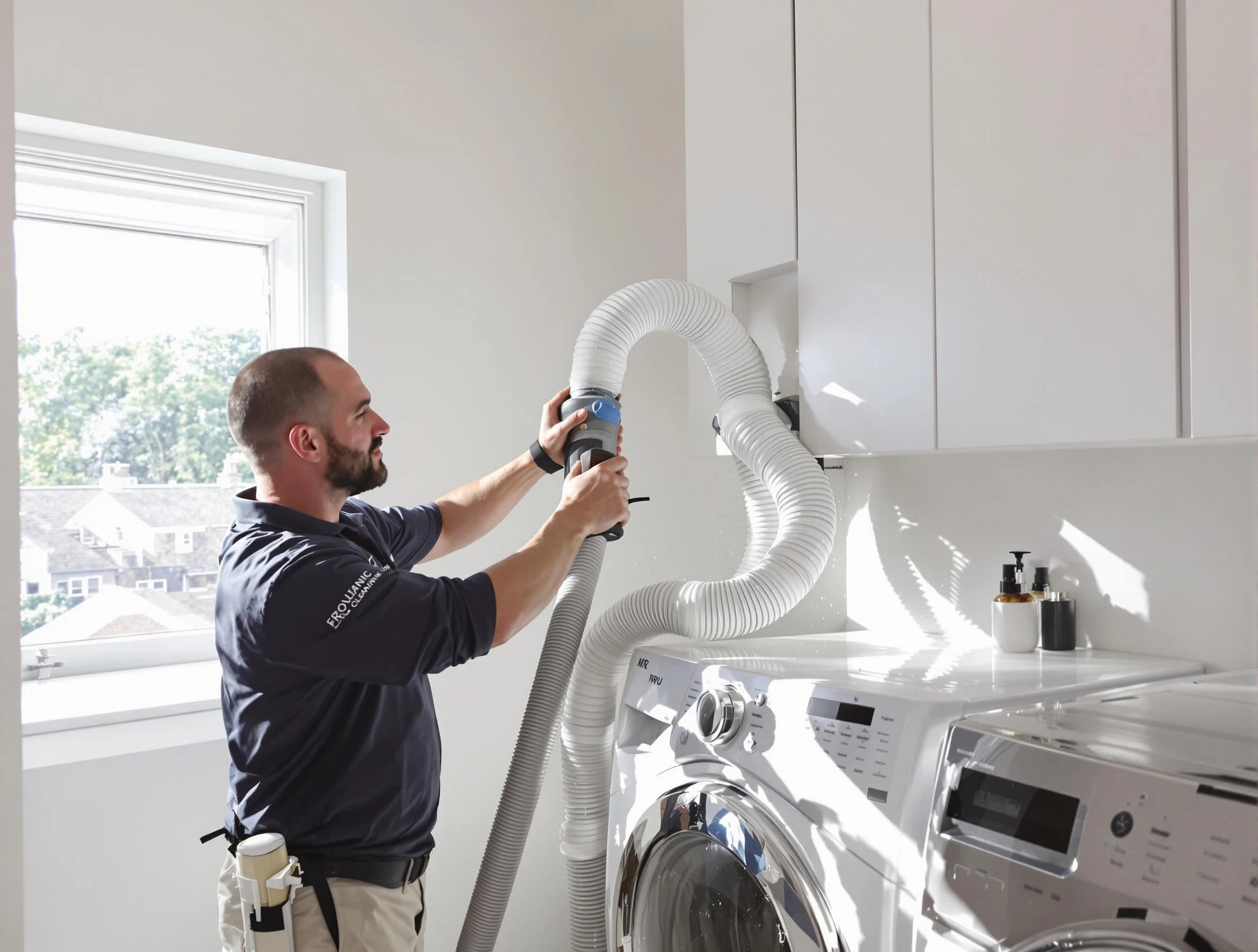 Certified Talladega Dryer Vent Cleaning technician performing dryer vent cleaning in Talladega