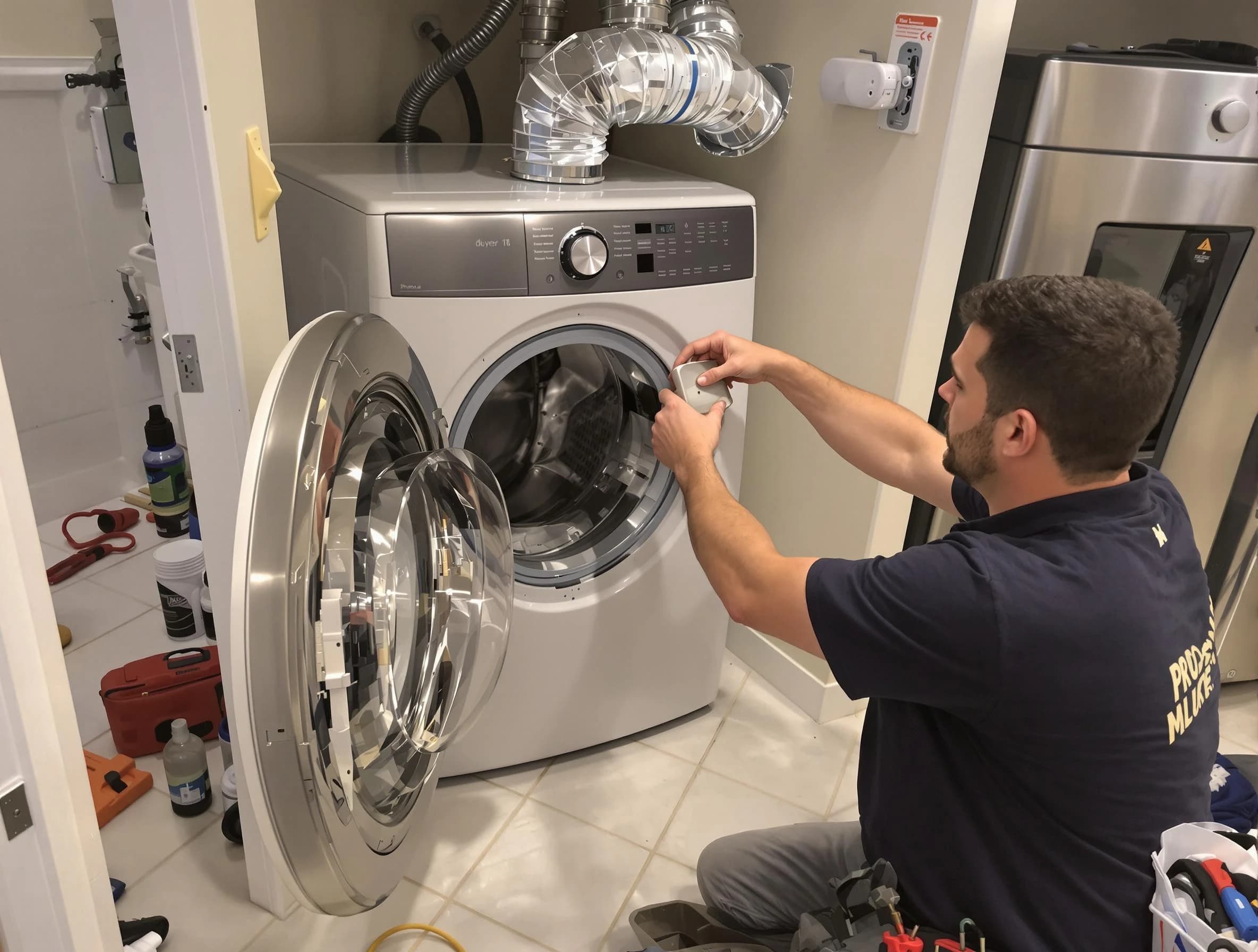 Talladega Dryer Vent Cleaning technician performing precise dryer vent hose installation in Talladega