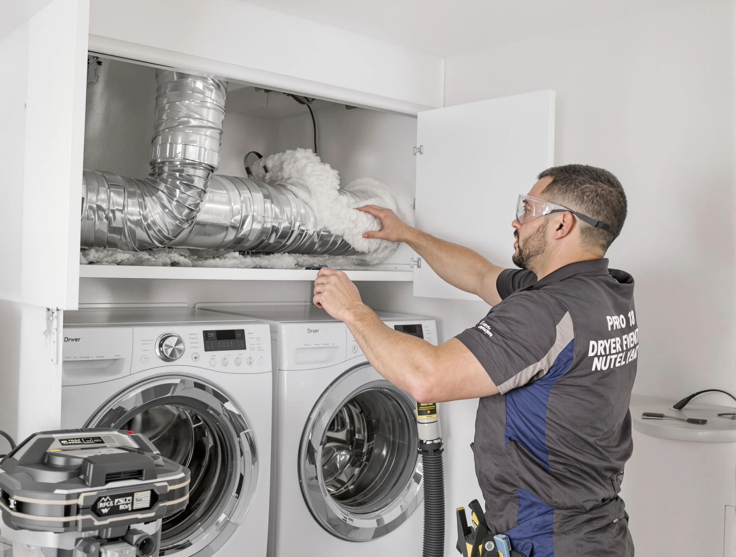 Talladega Dryer Vent Cleaning certified technician performing specialized gas dryer vent cleaning in Talladega